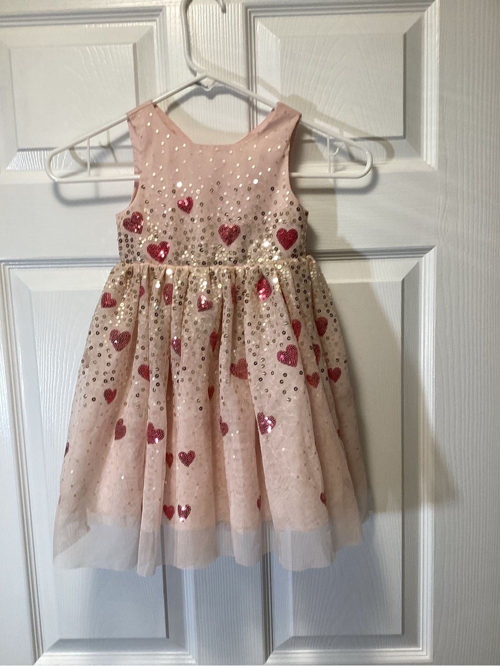Girls' Pink Sequin Heart Party Dress